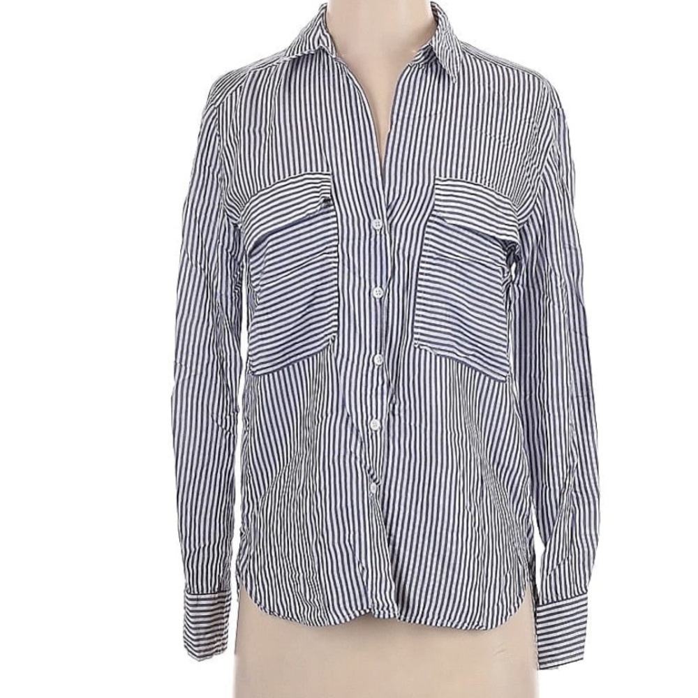 ❤️ Zara Women's Stripe Button Down Shirt Size Small